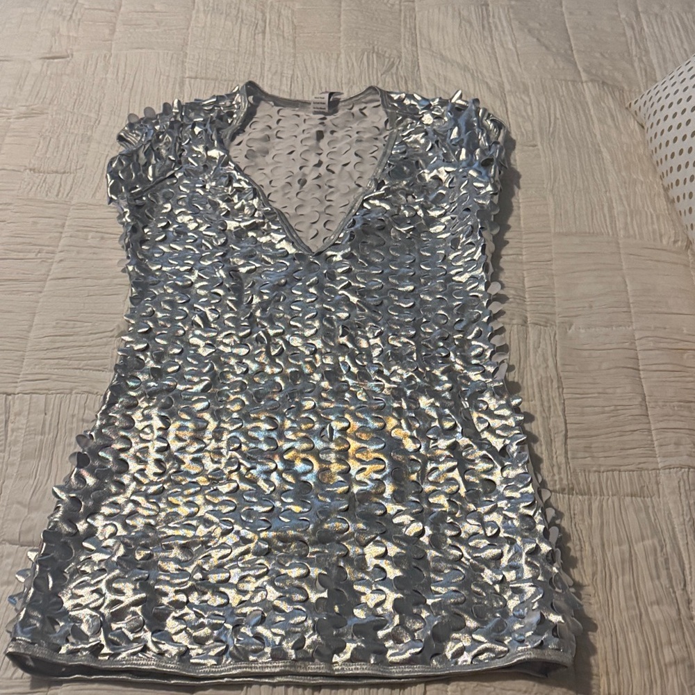Silver Textured Women's dress super fun
